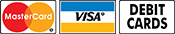 We accept Master Card, Visa, and Debit Cards